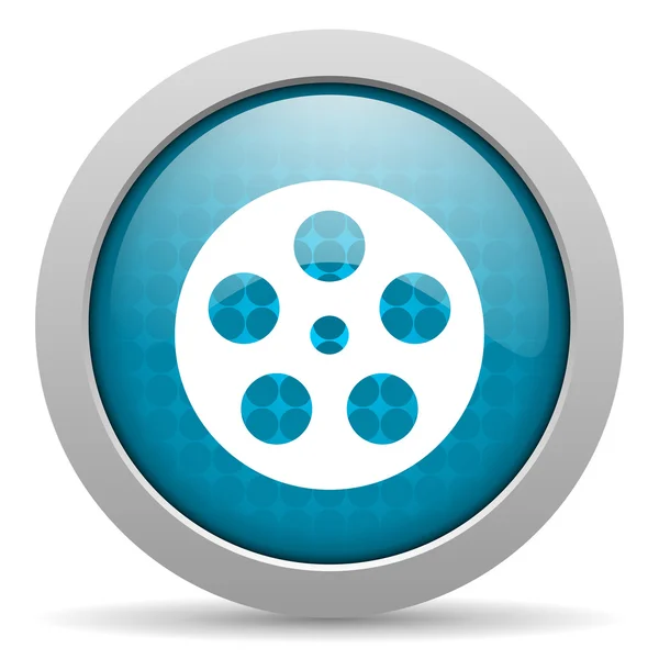 Film Blue Circle Web Hochglanz-Symbol — Stockfoto