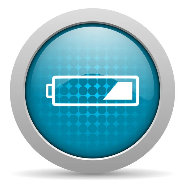 Bateria azul círculo web ícone brilhante — Fotografia de Stock