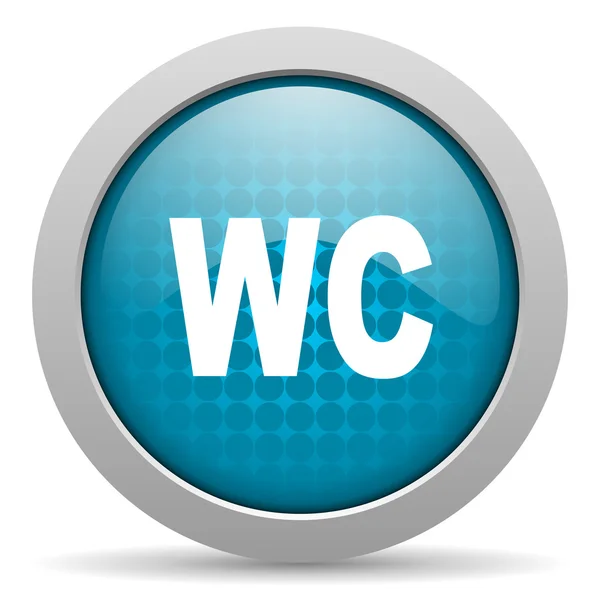 Wc azul círculo web brillante icono — Foto de Stock