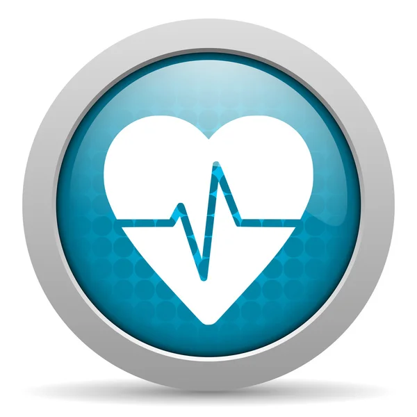 Cardiograma azul círculo web brillante icono — Foto de Stock