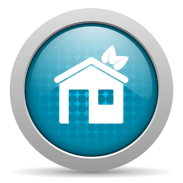 Home blu cerchio web lucido icona — Foto Stock