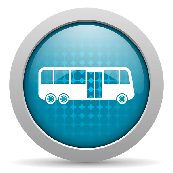 Autobus blu cerchio web lucido icona — Foto Stock