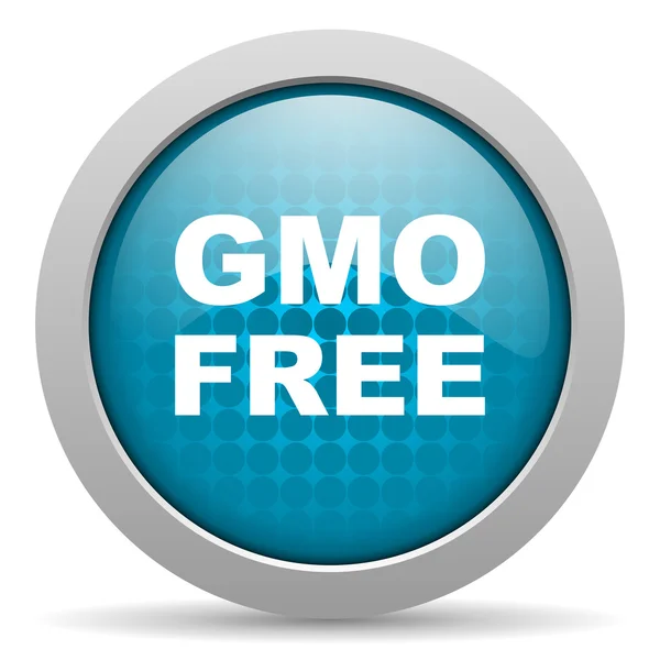 Блестящая иконка gmo free blue circle — стоковое фото