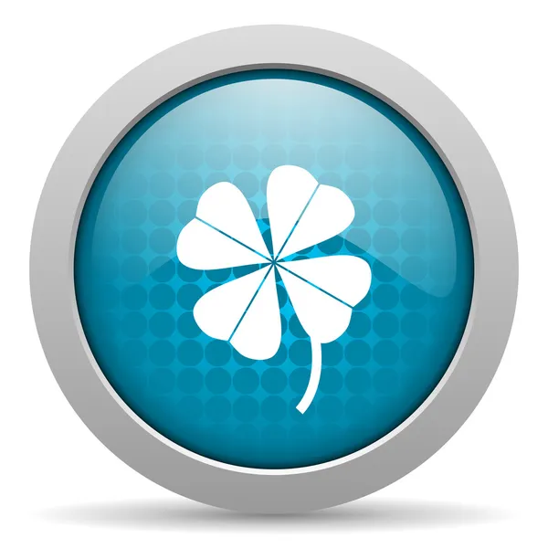 Vierblättriges Kleeblatt blauer Kreis Web-Hochglanz-Symbol — Stockfoto