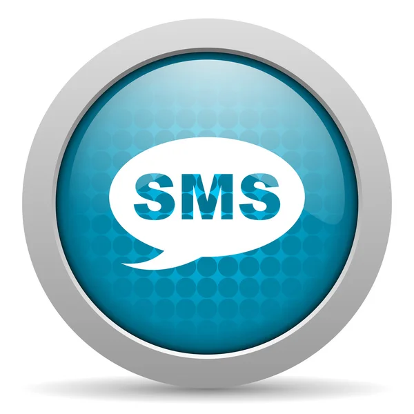 Sms azul círculo web brillante icono —  Fotos de Stock