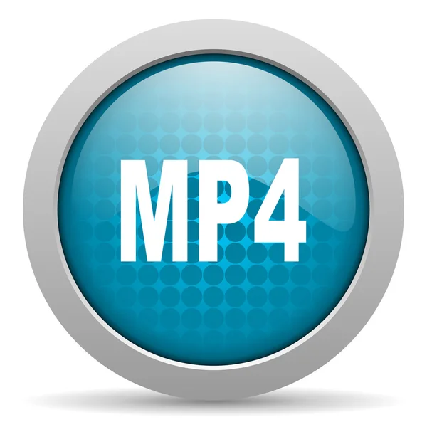 MP4 blauwe cirkel web glanzende pictogram — Stockfoto