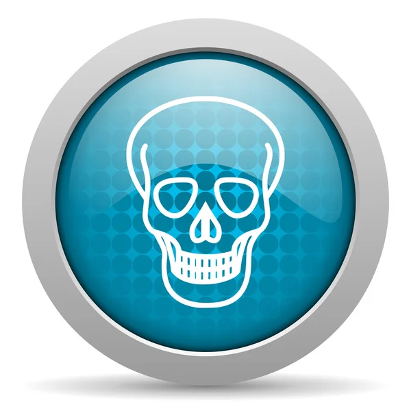 Calavera azul círculo web brillante icono — Foto de Stock