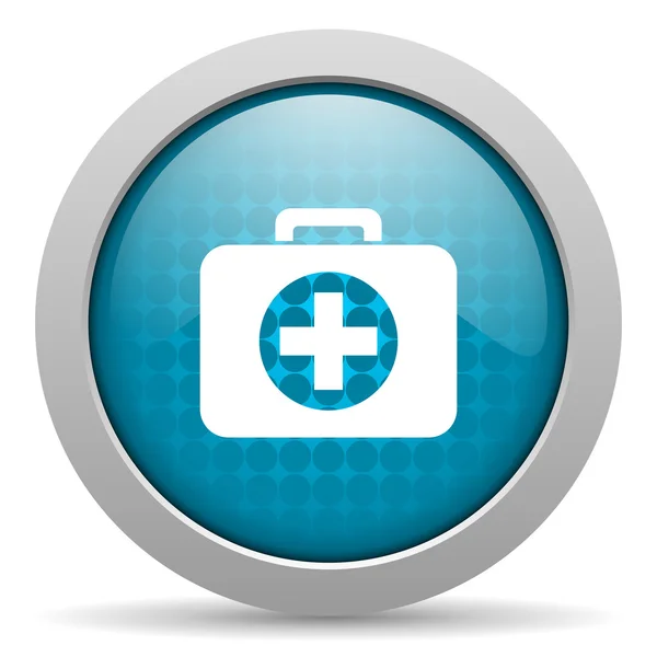 Zestaw pierwszej pomocy niebieskie koło www ikona — Zdjęcie stockowe
