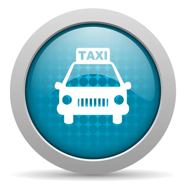 Táxi azul círculo web ícone brilhante — Fotografia de Stock