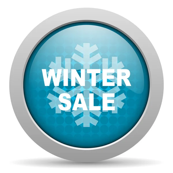 Winterschlussverkauf blauer Kreis Web-Hochglanz-Symbol — Stockfoto
