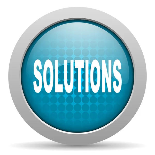 Solutions cercle bleu web brillant icône — Photo
