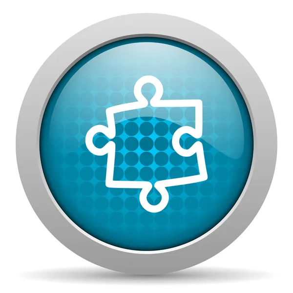 Puzzel blauwe cirkel web glanzende pictogram — Stockfoto