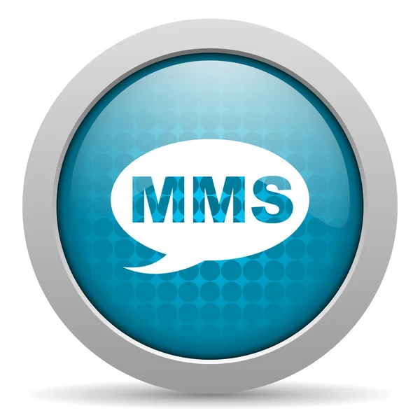 MMS blauwe cirkel web glanzende pictogram — Stockfoto