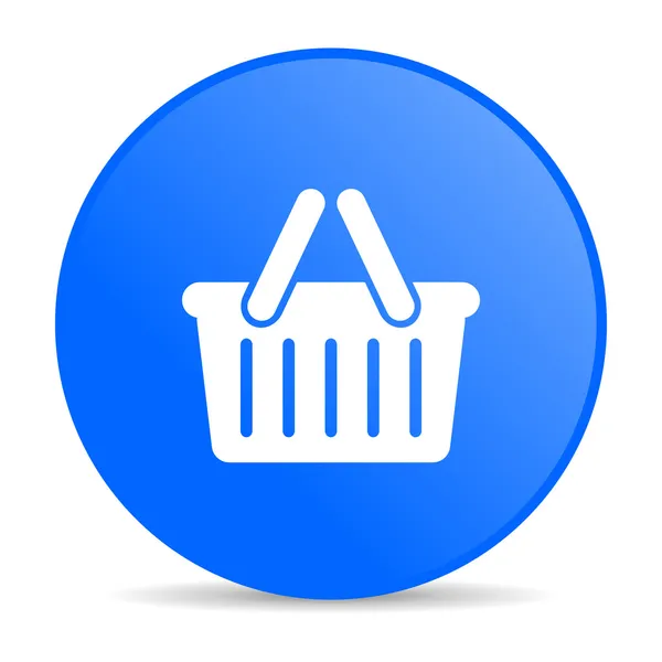 Alışveriş sepeti web parlak simgesi mavi daire — Stok fotoğraf