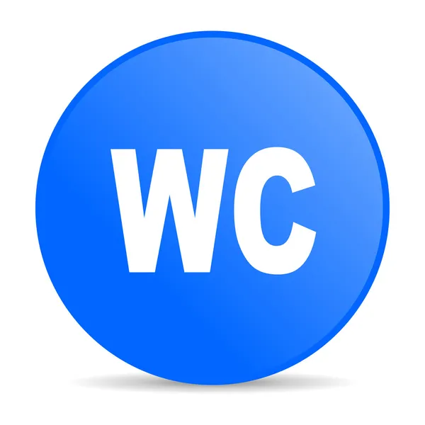 Wc azul círculo web ícone brilhante — Fotografia de Stock