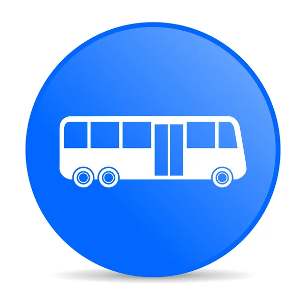Bus bleu cercle web icône brillante — Photo