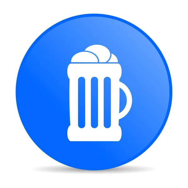 Bira mavi daire web parlak simgesi — Stok fotoğraf