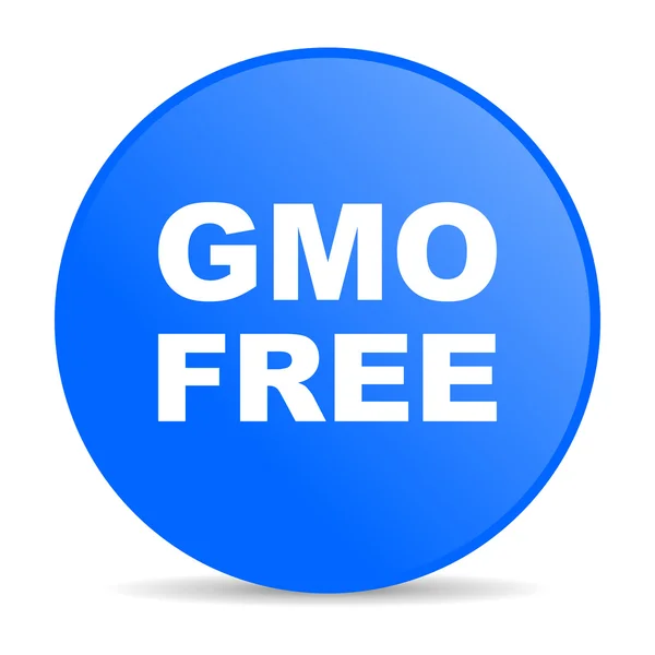 Блестящая иконка gmo free blue circle — стоковое фото