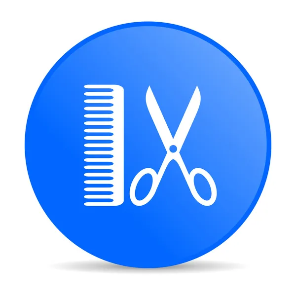 Barber azul círculo web brillante icono — Foto de Stock