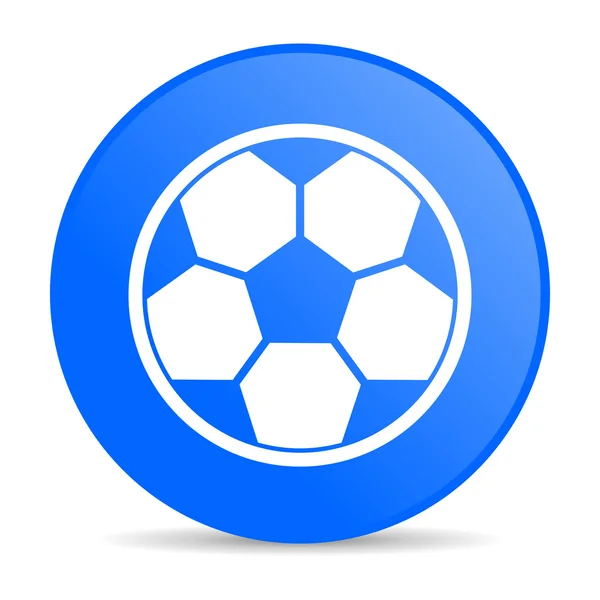 Voetbal blauwe cirkel web glanzende pictogram — Stockfoto