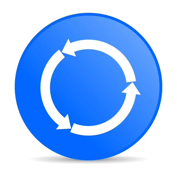 Refrescar azul círculo web ícone brilhante — Fotografia de Stock