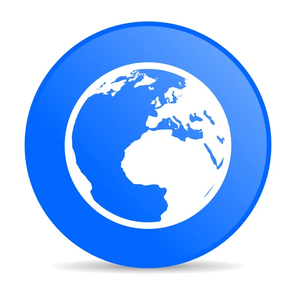 Ziemia niebieskie koło WWW błyszczący ikona — Zdjęcie stockowe