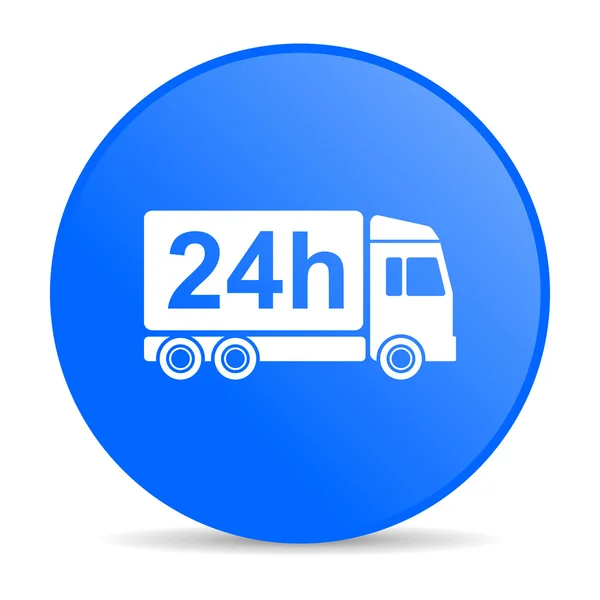 Consegna 24h blu cerchio web icona lucida — Foto Stock