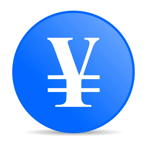 Yen blauer Kreis Web-Hochglanz-Symbol — Stockfoto