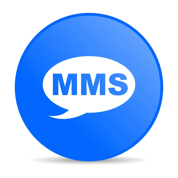 MMS blauwe cirkel web glanzende pictogram — Stockfoto