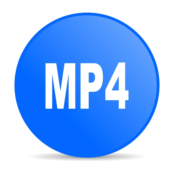 MP4 blauwe cirkel web glanzende pictogram — Stockfoto