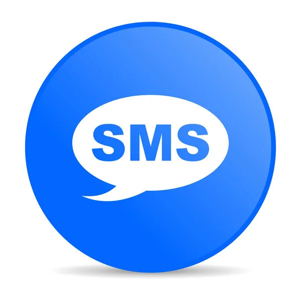 Sms azul círculo web brillante icono —  Fotos de Stock