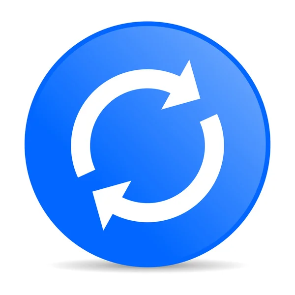 Recarregar azul círculo web ícone brilhante — Fotografia de Stock