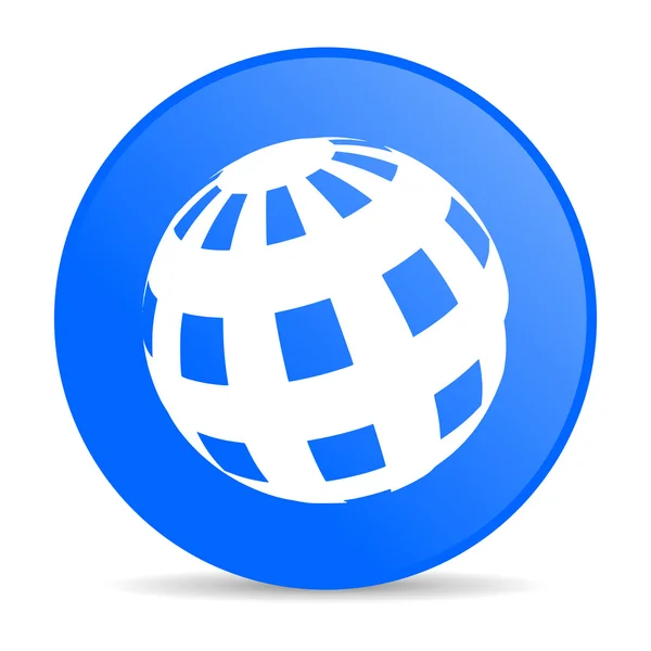 Blauwe cirkel web glanzende Wereldbolicoon — Stockfoto