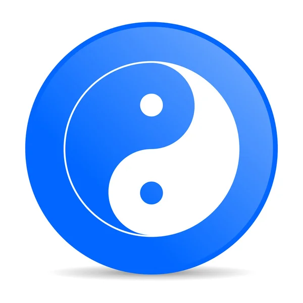 Ying yang azul círculo web brillante icono — Foto de Stock