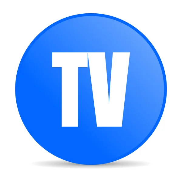 TV blue circle web glossy icon — стоковое фото