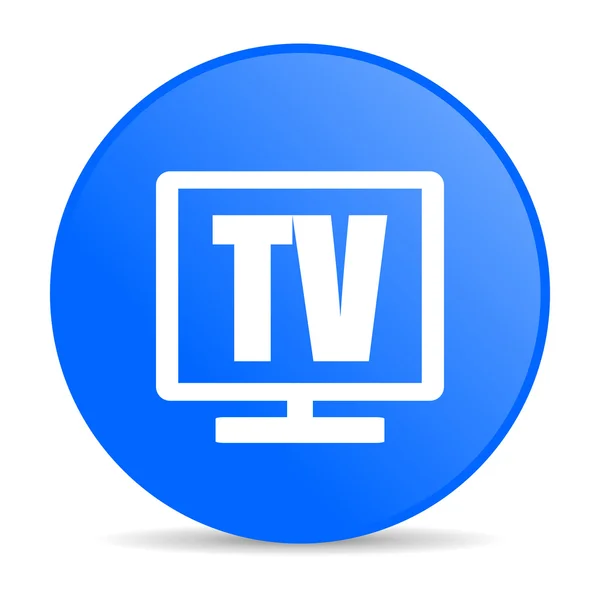 TV mavi daire web parlak simgesi — Stok fotoğraf
