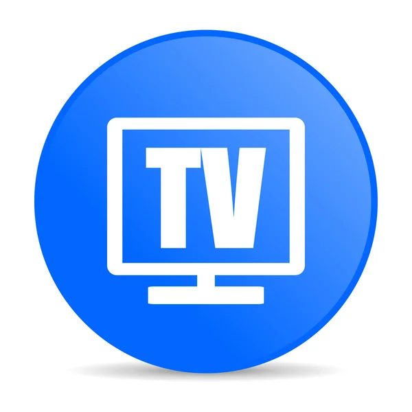 Tv círculo azul web icono brillante — Foto de Stock