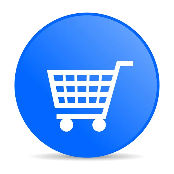 Carrinho de compras azul círculo web ícone brilhante — Fotografia de Stock