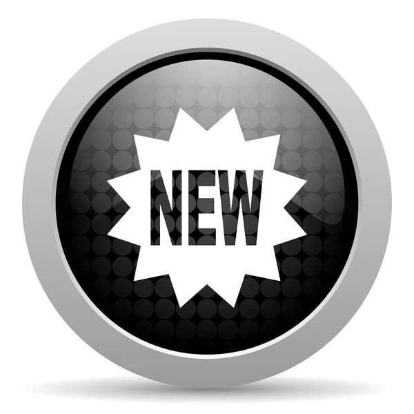 Yeni siyah daire web parlak simgesi — Stok fotoğraf