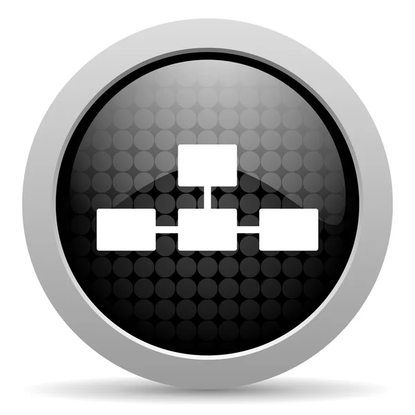 Veritabanı siyah daire web parlak simgesi — Stok fotoğraf