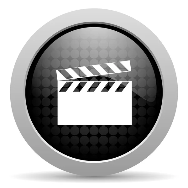 Film siyah daire web parlak simgesi — Stok fotoğraf