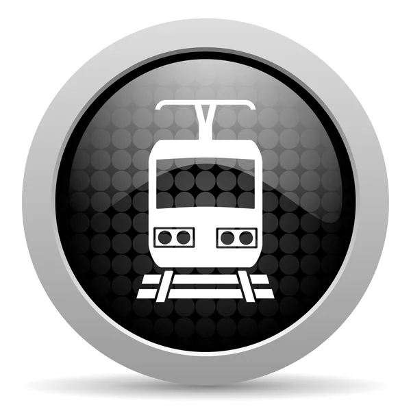 Train black circle web glossy icon — Stock Photo, Image