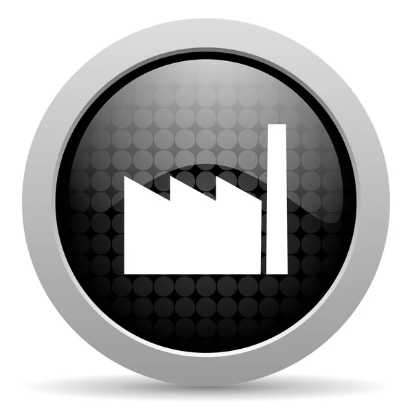 Industry black circle web glossy icon — Stock Photo, Image