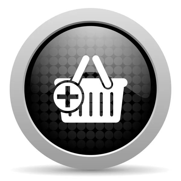 Nákupní košík černý kruh lesklý ikona webové — Stock fotografie