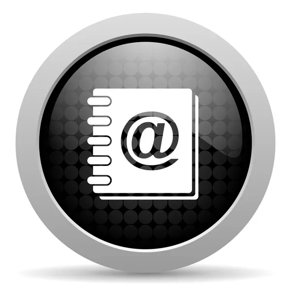 Livro de endereços círculo preto ícone brilhante web — Fotografia de Stock