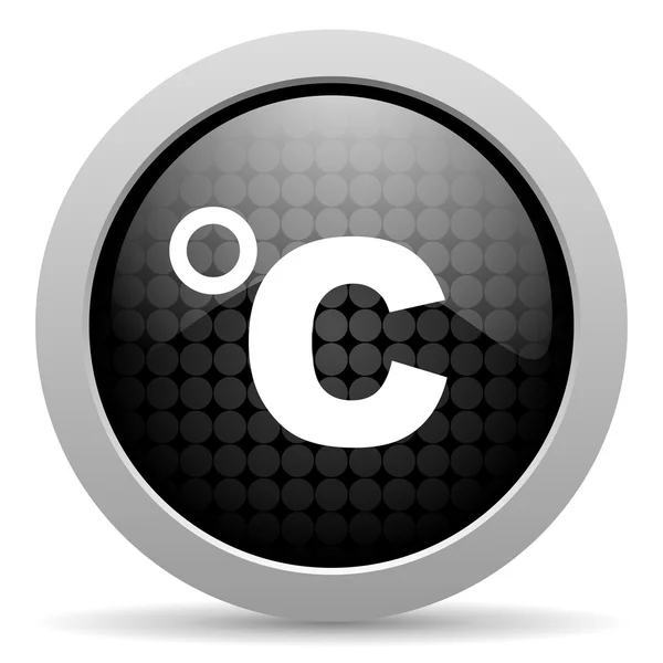 Celsjusza czarne koło WWW błyszczący ikona — Zdjęcie stockowe