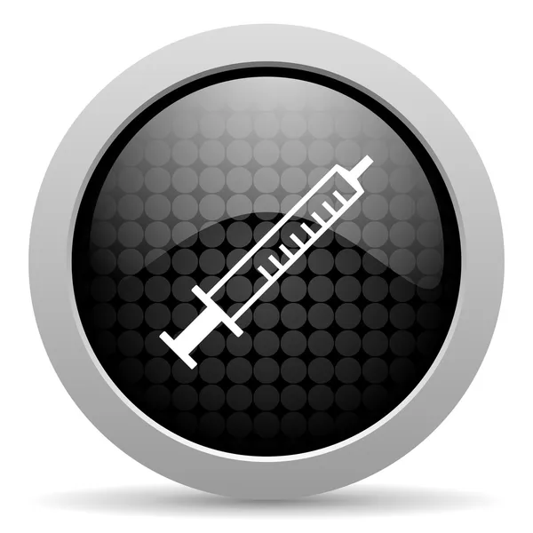 Syringe black circle web glossy icon — Stock Photo, Image