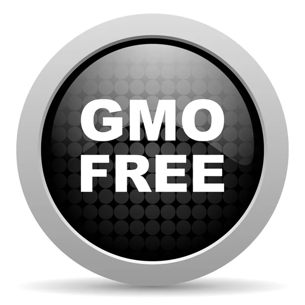 GMO ücretsiz siyah daire web parlak simgesi — Stok fotoğraf