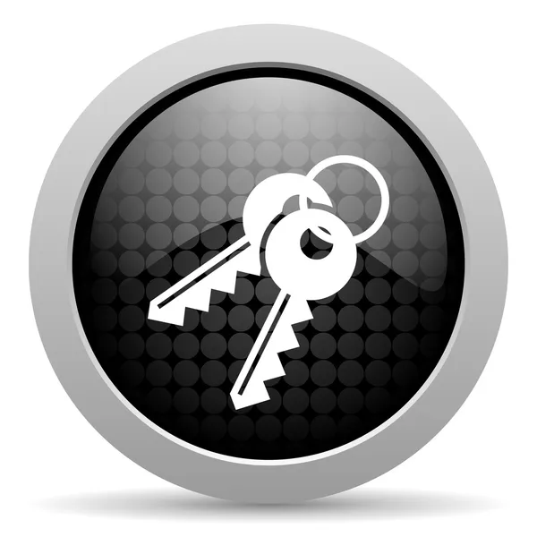 Klíče černý lesklý ikona webové kruh — Stock fotografie