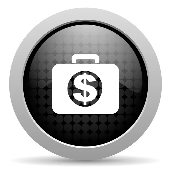 Pénzügyi fekete kör web fényes ikon — Stock Fotó